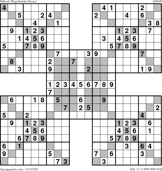 The grouppuzzles.com Difficult cover-HyperXtreme puzzle for Thursday November 13, 2025