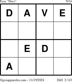 The grouppuzzles.com Easy Dave puzzle for Tuesday November 19, 2024