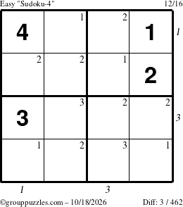 The grouppuzzles.com Easy Sudoku-4 puzzle for Sunday October 18, 2026 with all 3 steps marked