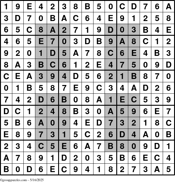 The grouppuzzles.com Answer grid for the HyperSudoku-15 puzzle for Friday May 16, 2025