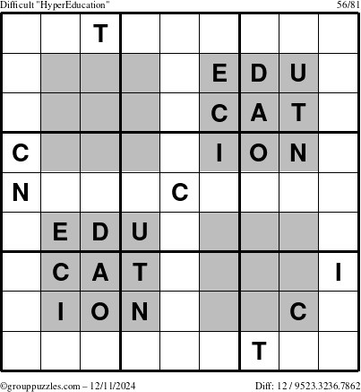 The grouppuzzles.com Difficult HyperEducation-i23 puzzle for Wednesday December 11, 2024