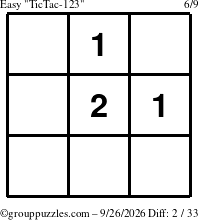 The grouppuzzles.com Easy TicTac-123 puzzle for Saturday September 26, 2026