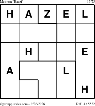 The grouppuzzles.com Medium Hazel puzzle for Saturday September 26, 2026