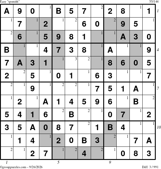 The grouppuzzles.com Easy tpsmith puzzle for Saturday September 26, 2026 with all 3 steps marked