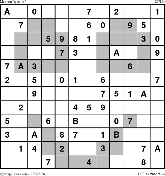 The grouppuzzles.com Medium tpsmith puzzle for Saturday September 26, 2026
