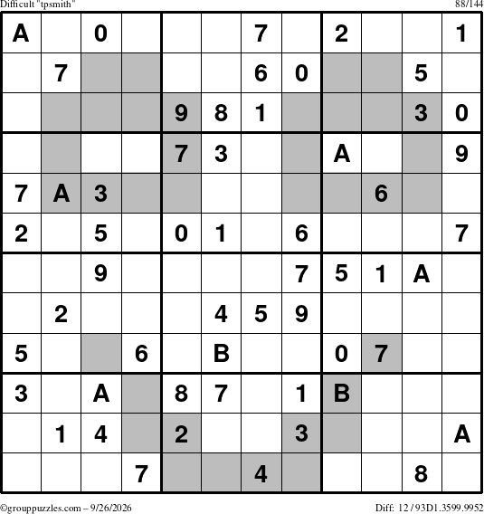 The grouppuzzles.com Difficult tpsmith puzzle for Saturday September 26, 2026