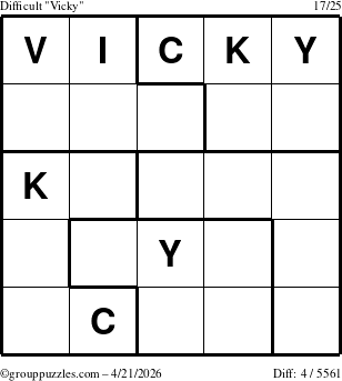 The grouppuzzles.com Difficult Vicky puzzle for Tuesday April 21, 2026
