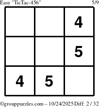 The grouppuzzles.com Easy TicTac-456 puzzle for Friday October 24, 2025