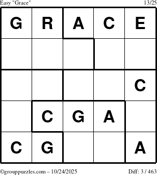 The grouppuzzles.com Easy Grace puzzle for Friday October 24, 2025