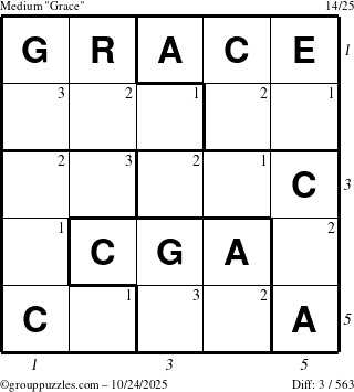 The grouppuzzles.com Medium Grace puzzle for Friday October 24, 2025 with all 3 steps marked