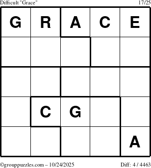 The grouppuzzles.com Difficult Grace puzzle for Friday October 24, 2025