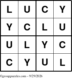 The grouppuzzles.com Answer grid for the Lucy puzzle for Tuesday September 29, 2026