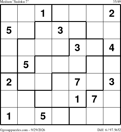 The grouppuzzles.com Medium Sudoku-7 puzzle for Tuesday September 29, 2026