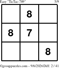 The grouppuzzles.com Easy TicTac-789 puzzle for Sunday September 6, 2026