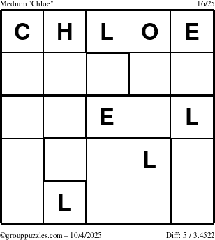 The grouppuzzles.com Medium Chloe puzzle for Saturday October 4, 2025