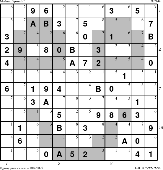 The grouppuzzles.com Medium tpsmith puzzle for Saturday October 4, 2025 with all 8 steps marked