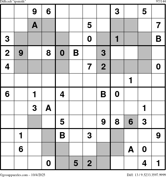 The grouppuzzles.com Difficult tpsmith puzzle for Saturday October 4, 2025