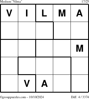 The grouppuzzles.com Medium Vilma puzzle for Thursday October 10, 2024