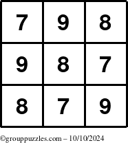 The grouppuzzles.com Answer grid for the TicTac-789 puzzle for Thursday October 10, 2024