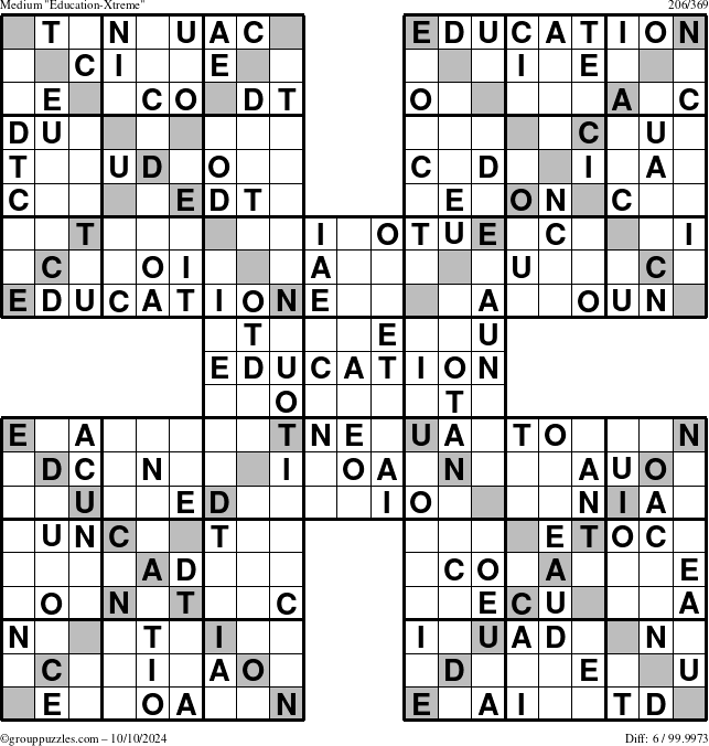 The grouppuzzles.com Medium Education-Xtreme puzzle for Thursday October 10, 2024