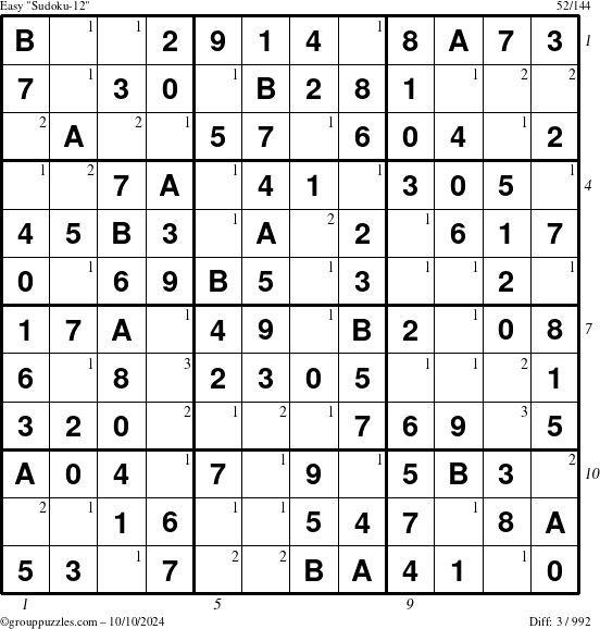 The grouppuzzles.com Easy Sudoku-12 puzzle for Thursday October 10, 2024 with all 3 steps marked