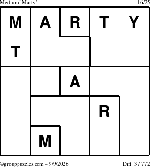 The grouppuzzles.com Medium Marty puzzle for Wednesday September 9, 2026