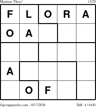 The grouppuzzles.com Medium Flora puzzle for Monday August 17, 2026