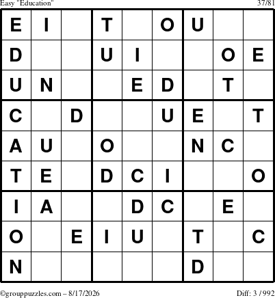 The grouppuzzles.com Easy Education-c1 puzzle for Monday August 17, 2026