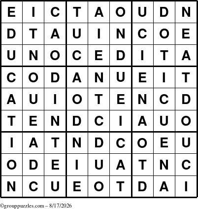 The grouppuzzles.com Answer grid for the Education-c1 puzzle for Monday August 17, 2026