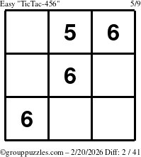 The grouppuzzles.com Easy TicTac-456 puzzle for Friday February 20, 2026