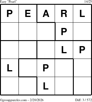 The grouppuzzles.com Easy Pearl puzzle for Friday February 20, 2026