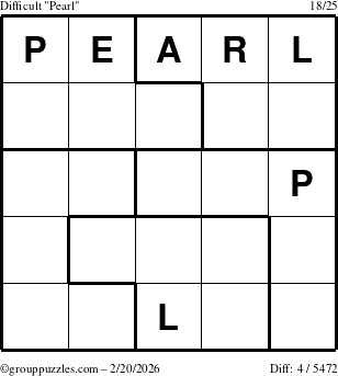 The grouppuzzles.com Difficult Pearl puzzle for Friday February 20, 2026