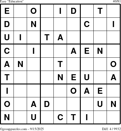 The grouppuzzles.com Easy Education-c1 puzzle for Monday September 15, 2025