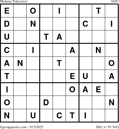 The grouppuzzles.com Medium Education-c1 puzzle for Monday September 15, 2025