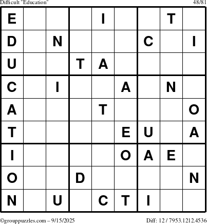 The grouppuzzles.com Difficult Education-c1 puzzle for Monday September 15, 2025