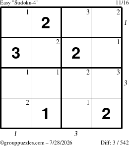 The grouppuzzles.com Easy Sudoku-4 puzzle for Tuesday July 28, 2026 with all 3 steps marked