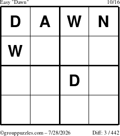 The grouppuzzles.com Easy Dawn puzzle for Tuesday July 28, 2026