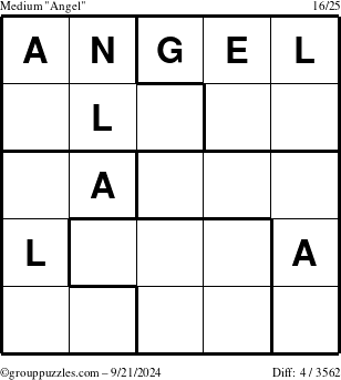 The grouppuzzles.com Medium Angel puzzle for Saturday September 21, 2024