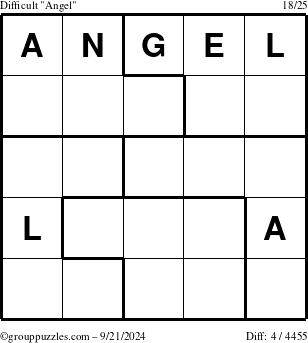 The grouppuzzles.com Difficult Angel puzzle for Saturday September 21, 2024