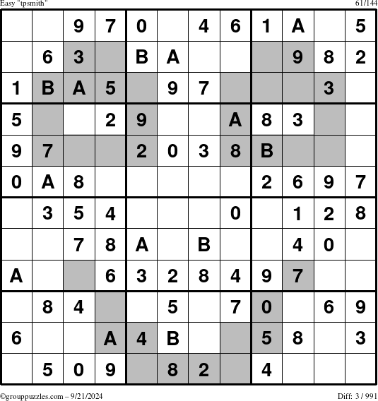 The grouppuzzles.com Easy tpsmith puzzle for Saturday September 21, 2024