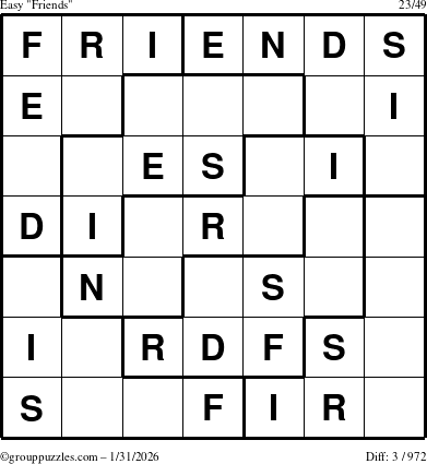 The grouppuzzles.com Easy Friends puzzle for Saturday January 31, 2026