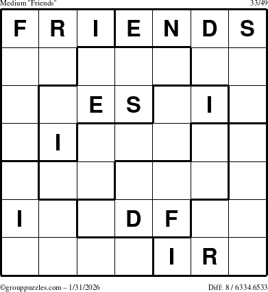 The grouppuzzles.com Medium Friends puzzle for Saturday January 31, 2026