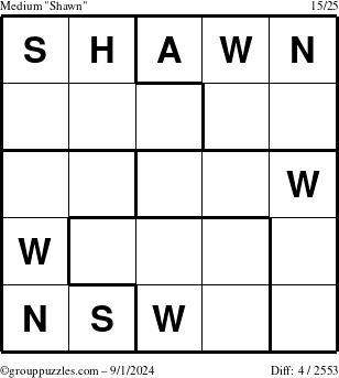 The grouppuzzles.com Medium Shawn puzzle for Sunday September 1, 2024