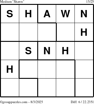 The grouppuzzles.com Medium Shawn puzzle for Sunday August 3, 2025