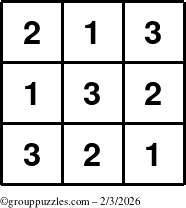 The grouppuzzles.com Answer grid for the TicTac-123 puzzle for Tuesday February 3, 2026