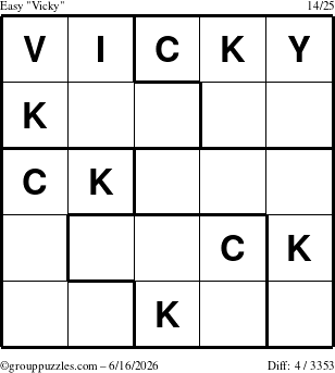 The grouppuzzles.com Easy Vicky puzzle for Tuesday June 16, 2026