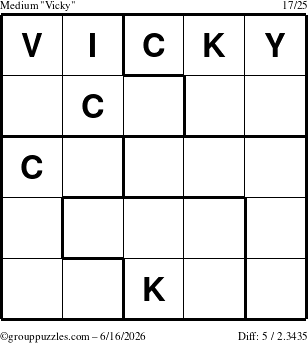 The grouppuzzles.com Medium Vicky puzzle for Tuesday June 16, 2026