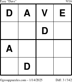 The grouppuzzles.com Easy Dave puzzle for Tuesday January 14, 2025