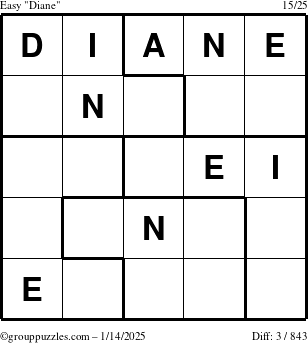 The grouppuzzles.com Easy Diane puzzle for Tuesday January 14, 2025