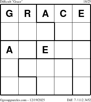 The grouppuzzles.com Difficult Grace puzzle for Friday December 19, 2025